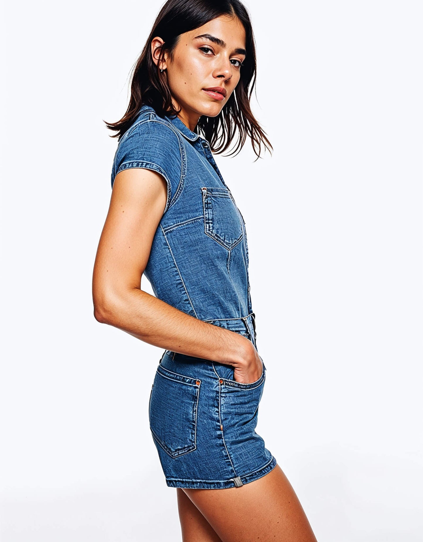 Short Denim Overalls
