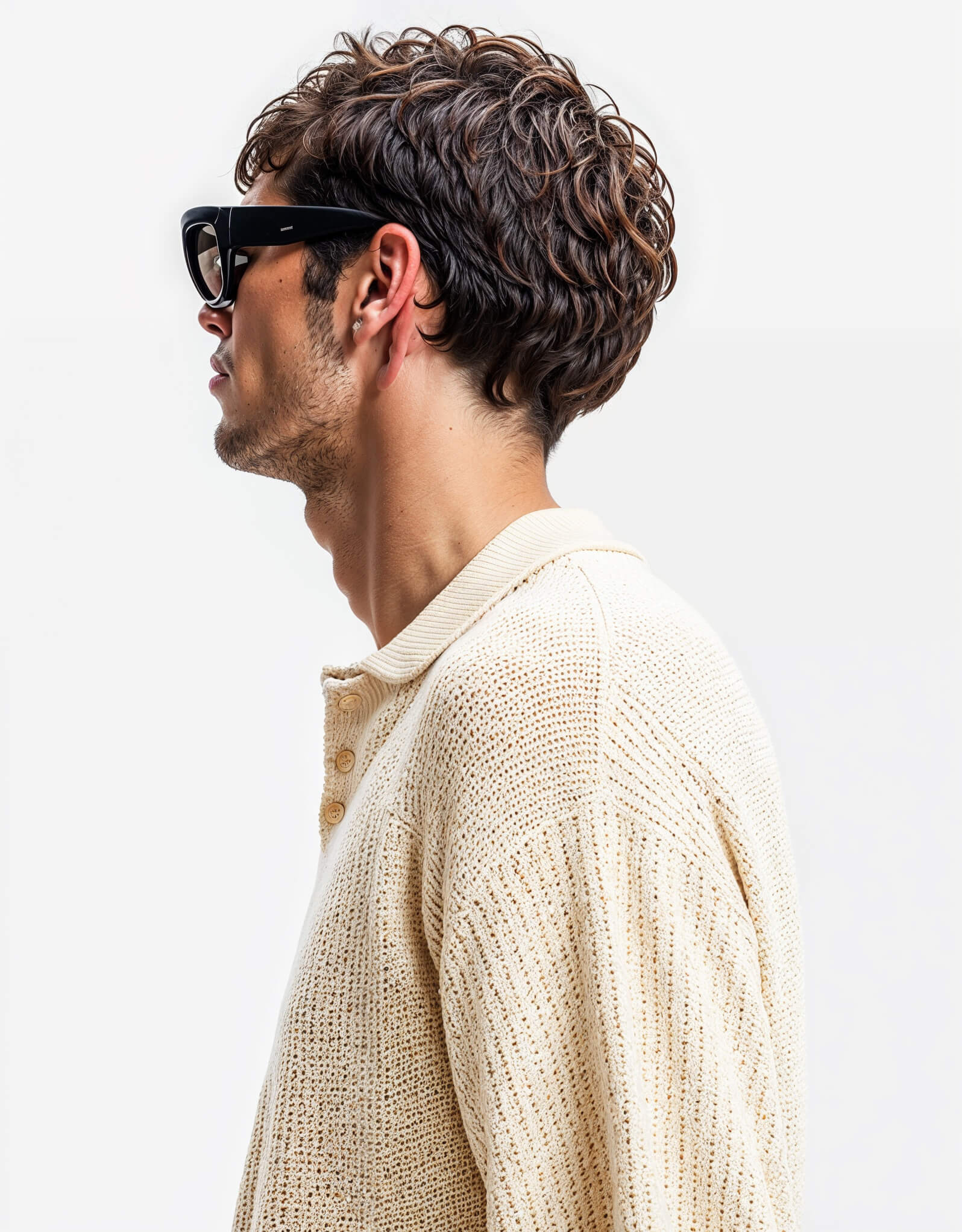 Textured T-Shirt with Buttons