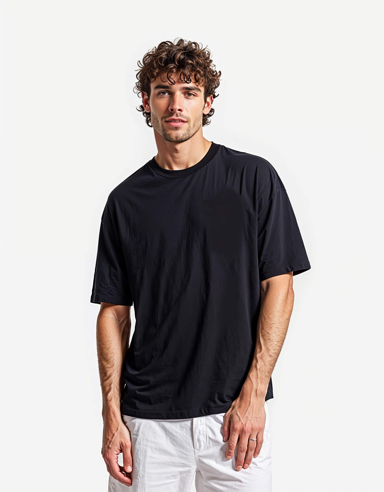 Melange-Effect T-Shirt with Short Sleeves